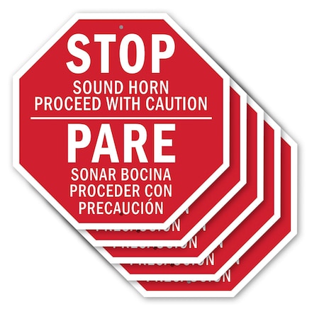 Signmission Stopsound Horn Proceed with Caution, 10 inch X 10 inch, Aluminum Metal Signs, 5PK OC-A-5Pack-10-25