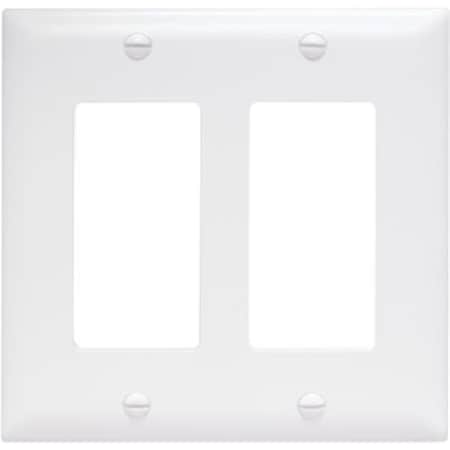 Nextgen TP262WCC30 2 Gang 2 Decorator Opening Nylon Wall Plate, White NE586454