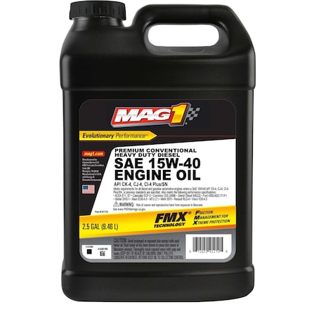 Mag 1 Diesel Engine Oil15W-40, Conventnl, 2.5gal MAG61170