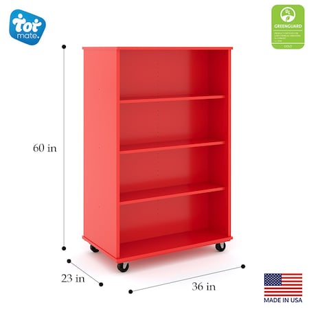Tot Mate Mobile Wood Cabinet, Red, 36 in W x 36 in L x 60 in H x 23 in D TMM613A.M0C85