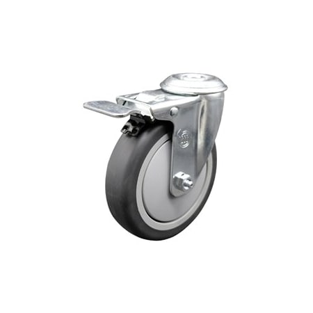 Service Caster 5 Inch SS Thermoplastic Rubber Swivel Bolt Hole Caster with Total Lock Brake SCC SCC-SSBHTTL20S514-TPRB