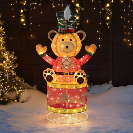 Sunjoy 57 Inch Christmas Lighted Drumming Bear with LED Lights D116020900
