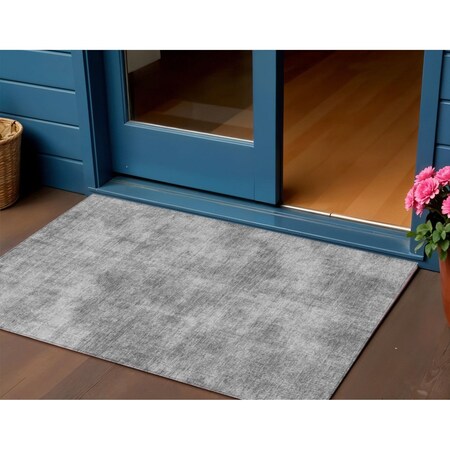 Homeroots 3' X 5' Gray Washable Indoor Outdoor Area Rug 598824