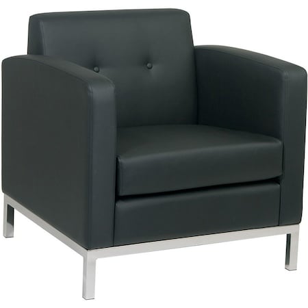 Office Star Collection: Wall Street Arm Chair, Black Seat, Black Back, 30 1/2" W 28" L 31" H, Fixed WST51A-B18
