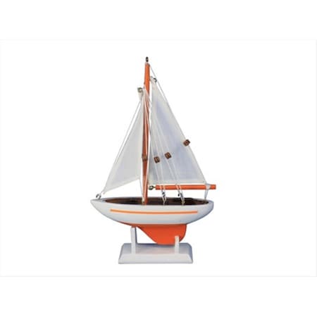 Handcrafted Model Ships Pacific Sailor Orange 9 in. Model Ship Decorative Accent Sailboat9-107
