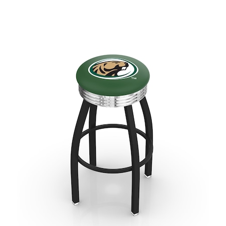 Holland Bar Stool Co 25" Blk Wrinkle Bemidji State Swivel Bar Stool, Chrome Ring L8B3C25BmijSt