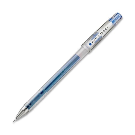 Pilot G-TEC-C Ultra Stick Gel Pen, Ultra-Fine 0.4mm, Blue Ink, Clear Barrel, Dozen 35492
