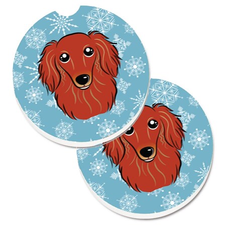 Carolines Treasures Snowflake Longhair Red Dachshund  Cup Holder Car Coaster, PK2 BB1648CARC