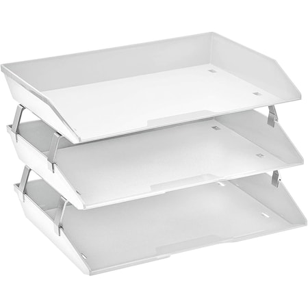 Acrimet Facility 3 Tier Letter Tray Side Load Letter Size A4 Desktop File Organizer Plastic White 255.6