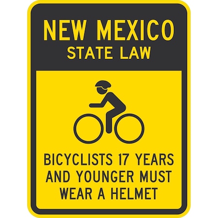 Lyle Bicyclists 17 Years And Younger Must Wear A Helmet (Cyc, 18x24, High Intensity Prismatic, Yellow G-10789-HI_18x24
