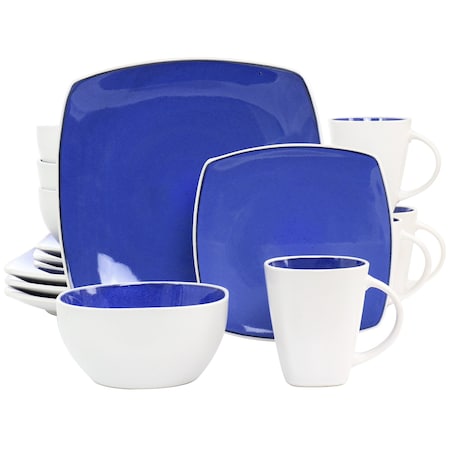Gibson Elite Soho Lounge 16 Piece Stoneware Dinnerware Set in Cobalt 131782.16R