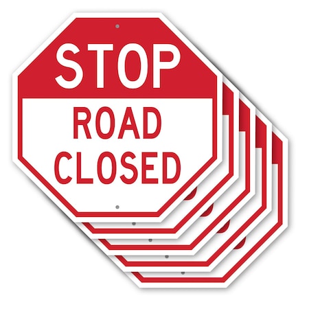 Signmission Stop Road Closed, 10 inch X 10 inch, Aluminum Metal Signs, 5PK OC-A-5Pack-10-310
