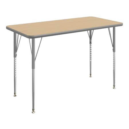 Flash Furniture Commercial Adjustable Height Rectangular Activity Table - Standard Legs-LT NAT XU-A2448-REC-LTNAT-T-A-GG