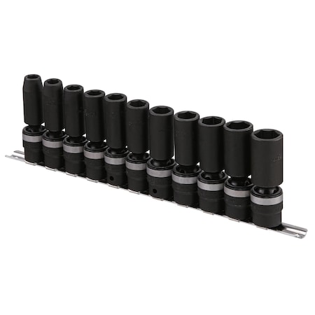 Genius Tools 11PC 1/2in Dr. Metric Swivel Deep Impact Socket Set TG-411MD