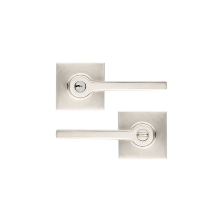 Baldwin Baldwin 5288 Right Hand Square Lever with Square Rose Keyed Entry Lifetime Satin Nickel Finish 5288056RENT