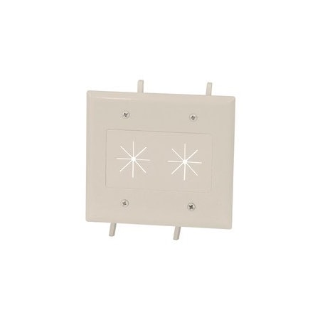 Cable Wholesale Easy Mount Series Dual Gang Cable Passthrough Wall Plate with Flexible Opening, Lite Almond 45-0015-LA