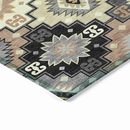 Homeroots 5' X 8' Black Wheat And Gray Southwestern Washable Indoor Outdoor Area Rug 632252