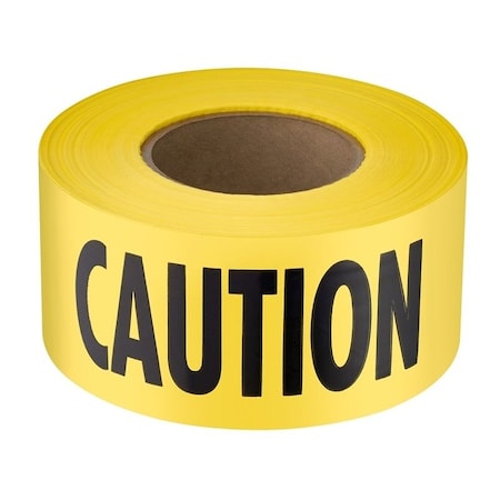 Empire Level Barricade Tape, 1000 ft L, 3 in W, Plastic Backing, Yellow 71-1001
