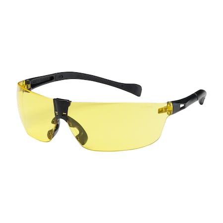 Bouton Optical Rimless Safety Glasses with Black Temple, Amber Lens and Anti-Scratch Coating 250-MT-10074