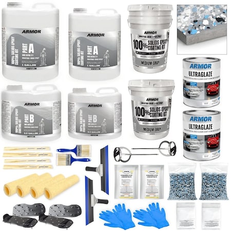 Armorpoxy 32 Pc - Epoxy Floor Kit - 2-Layer - 900 Sq Ft - Medium Gray 110004
