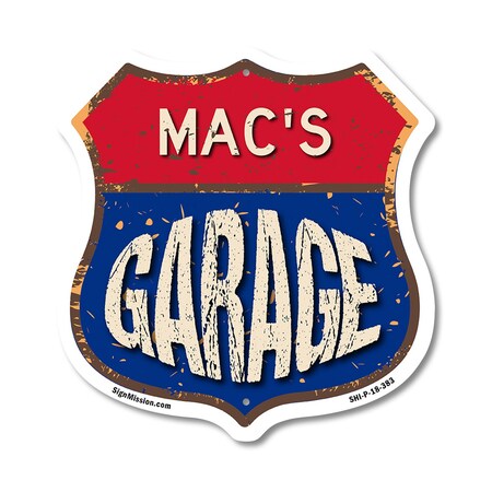 Signmission Mac's Garage, 18 Inch X 18 Inch, Plastic Sign SHI-P-18-383-MAC