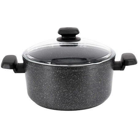 Korkmaz Ornella Non Stick 11 Inch 8 Liter Casserole with Lid in Black A1343