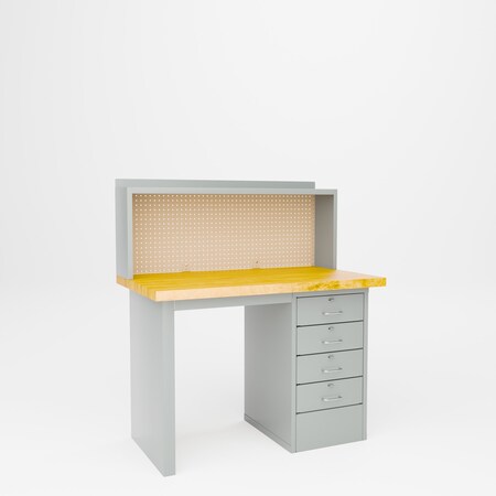 Pucel Side Drawer Workstation, 48 in W x 30 in D x 33 in H, Red EDB-3048-W