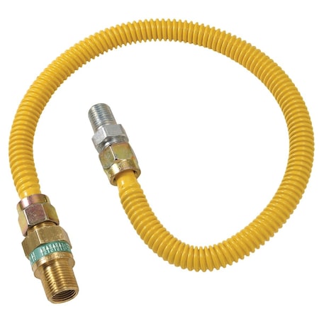 Dormont 1/2'' ODx36'' Coated Stainless Steel Gas Connector 1/2'' MIP, Tapped 3/8'' FIPx1/2'' MIP SmartSense 20C-3131V4TS-36B