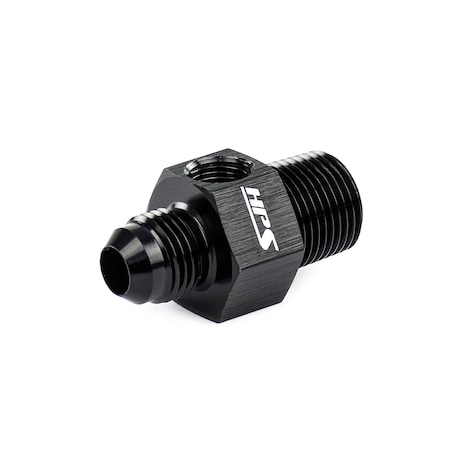 Hps Performance -8 AN Male to 3/8 in NPT Male Adapter with 1/8 in NPT Female Port, Aluminum, Black AN194-08-06
