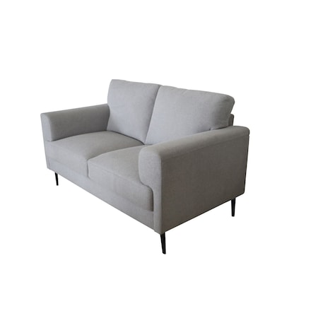Homeroots 61in Light Gray And Black Linen Loveseat 515733
