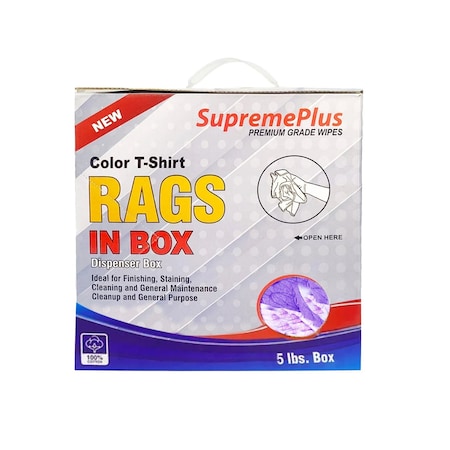 Supremeplus New Color Knit T-Shirt Cleaning Rags, 5 lbs. Compressed Box SP-7712