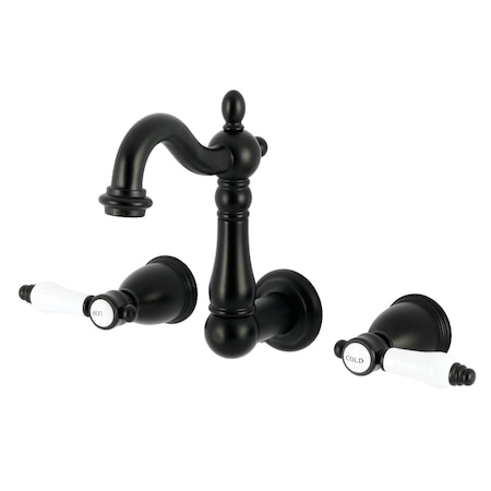 Kingston Brass Double-Handle Wall Mount Bathroom Faucet, Matte Black KS1220BPL
