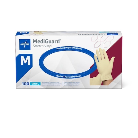 Medline MediGuard Powder-Free Stretch Vinyl Exam Gloves, Size M, 1000PK MSV602