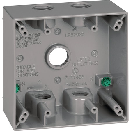 Southwire Dual Gang 3/4'' 5-Hole Gray Weatherproof Junction Box WB2575-UPC