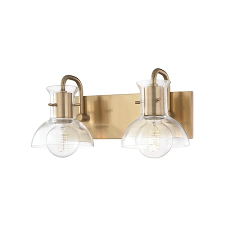 Mitzi Riley 2 Light Bath And Vanity 14.5 In. Aged Brass H111302-AGB