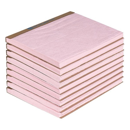 Pig Sorbent Pad, 19 13/16 gal, 15 in x 20 in, Acids, Bases, Pink, Polypropylene, 180 PK MAT3126