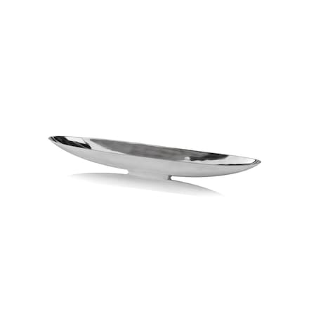 Homeroots 32in Contempo Shiny Silver Long Boat Tray 354890