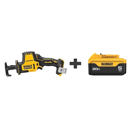 Dewalt Reciprocating Saw, Cordless, Compact, 20V DC DCS369B/DCB205