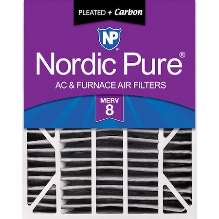 Nordic Pure 20x25x6 Plus Carbon Pleated Air Filter, High Capacity, MERV 8 20x25x6ASGPM8C-1