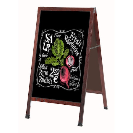 Aarco A-Frame Sidewalk Board, Black Composition Chalkboard Solid Red Oak Frame w/ Cherry Stain, 42''Hx24''W MA-1B