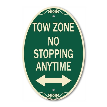 Signmission No Stopping Anytime with Bi-Directional Arrow, 12 In X 18 In Architectural, Heavy Gauge Aluminum A-OV-G-1218-23579