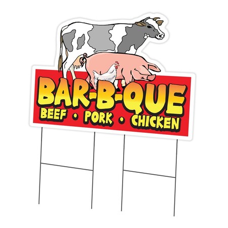 Signmission Bar-B-Que Beef Pork Chicken Die Cut Yard & Stake outdoor plastic window, 2436-Bar-B-Que Beef Pork C-DC-2436-DS-Bar-B-Que Beef Pork Chicken19