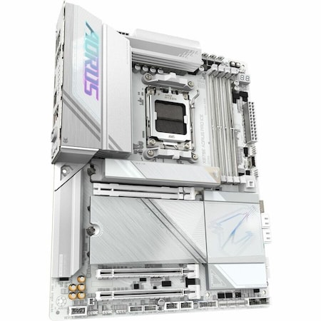 Gigabyte Technology GIGABYTE - X870E AORUS PRO ICE (Socket AM5) AMD X870 ATX DDR5 Wi-Fi 7 Motherboard - White X870E-AORUS-PRO-ICE