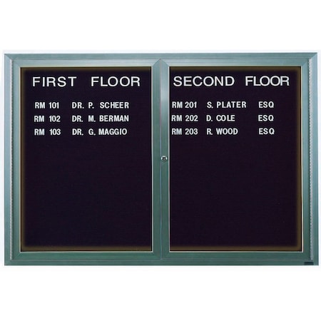 Aarco Illuminated Enclosed Letter Board Directory w/ Clear Satin Anodized Al Frame, 48''Hx72''W 2 Doors ADC4872I