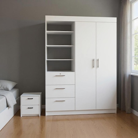 Homeroots Two Piece White Bedroom Set 526361