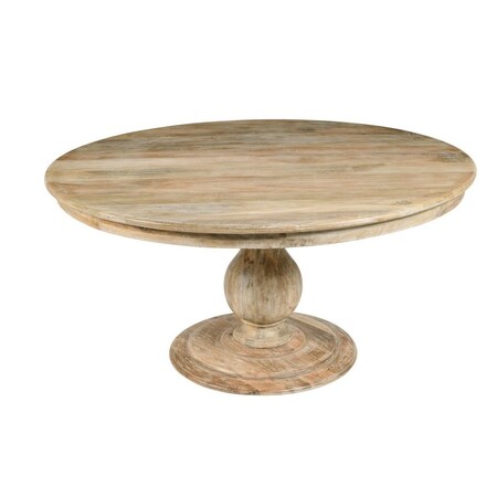 Homeroots 60" Natural Solid Wood Pedestal Base Round Top Dining Table 605986