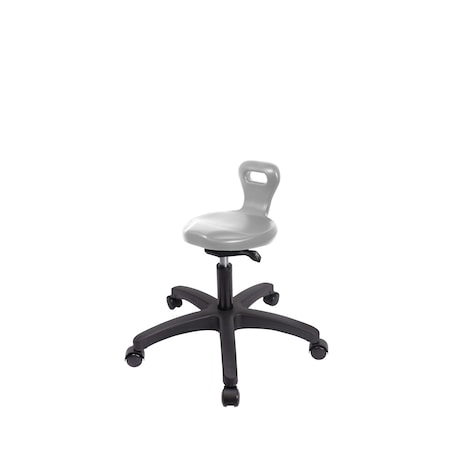 Blue Ridge Ergonomics Polyurethane Serpent Sit-Stand Stool - Desk Height with Casters in Gray Polyurethane PSPDHSO-RG-RC-GRY