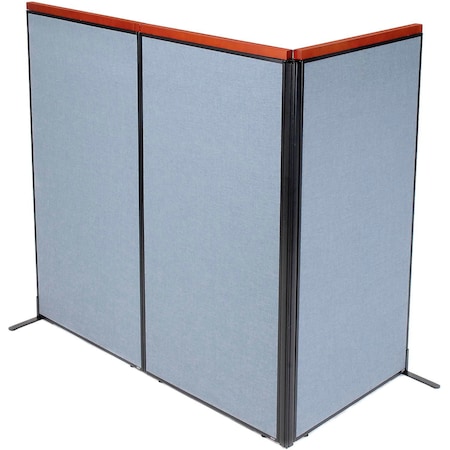 Global Industrial Interion Deluxe Freestanding 3-Panel Corner Room Divider, 36-1/4"W x 73-1/2"H Panels, Blue 695080BL