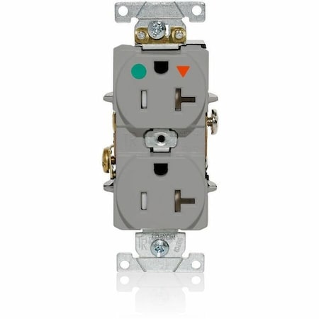 Leviton IG Dup Rec 20A 125V TR/HG Gry T8300-IGG