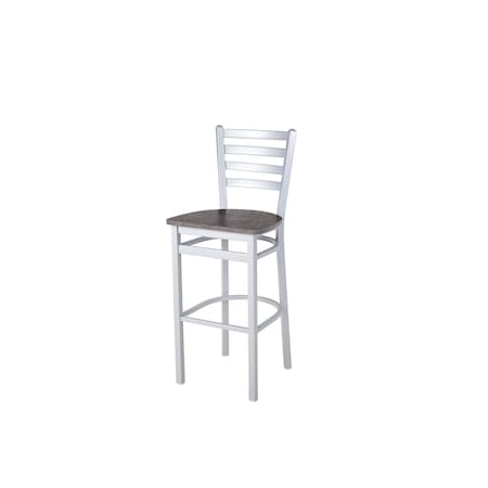 Bfm Seating Lima Ladder Back Barstool - Rustic Copper Relic Seat - Steel Frame - Silver Mist Finish 2160BRCR-SM